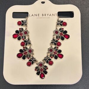 Lane Bryant Red and Black Gold tone Statement Necklace